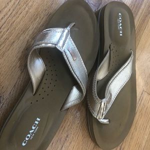 Gold Coach flip flops